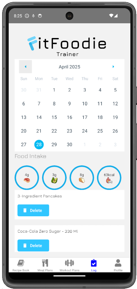 daily food logger app screenshot